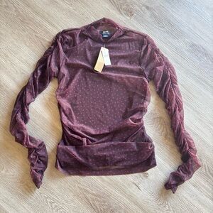 Anthropologie Sheer Burgundy Top